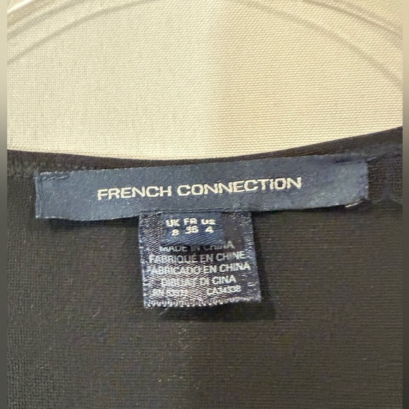 French Connection‎ Dress Faux Wrap Side Zipper Stretch Body Con Black Size 4 - Picture 3 of 11